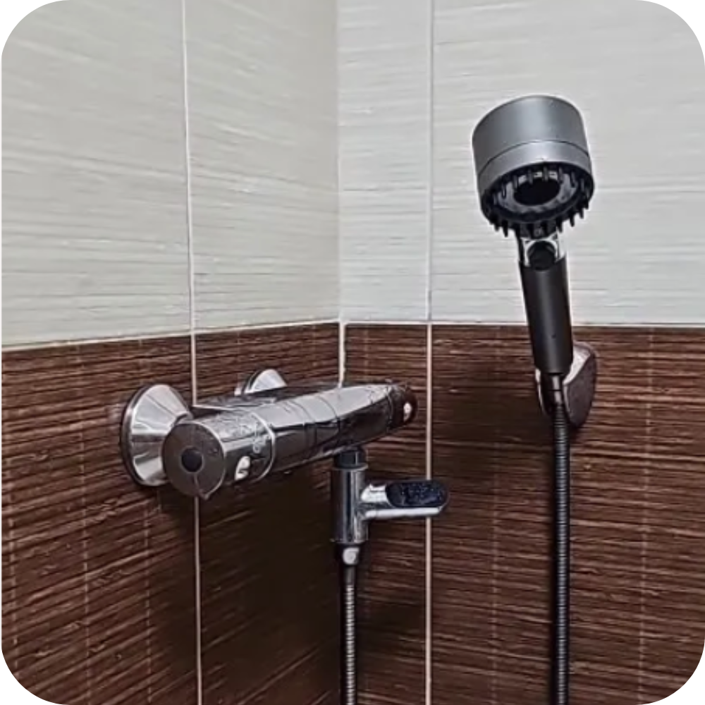 IonDrops showerhead in the bathroom